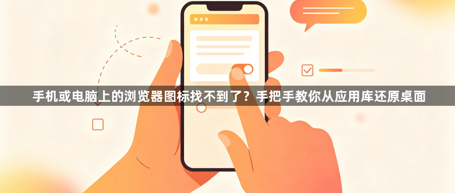 手机或电脑上的浏览器图标找不到了？手把手教你从应用库还原桌面1